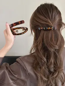 Elegant Leopard Print Oval Hair Clips Set, Vintage Style High-Quality Spring Barrettes, Versatile Alligator Clip Headwear Accessories All Seasons Use