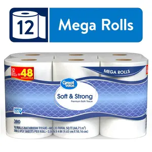 Soft & Strong Premium Toilet Paper, 12 Mega Rolls