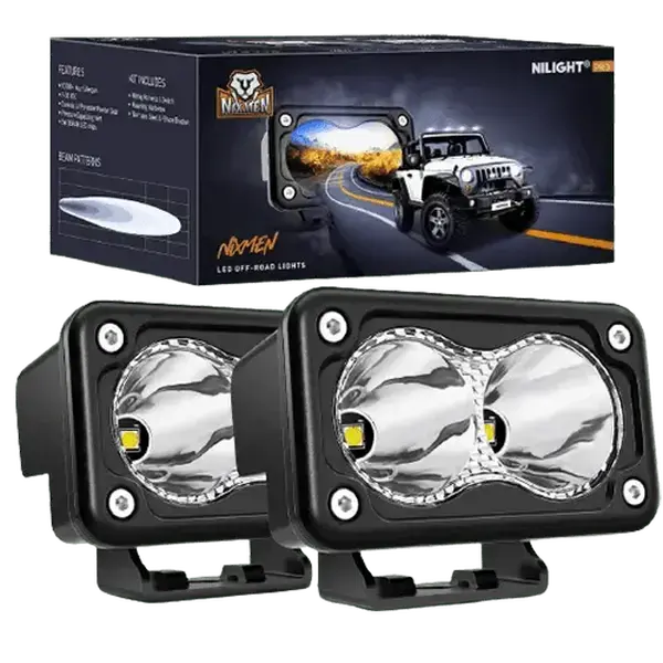 Nilight 3-Inch 10W Super Spot OSRAM LED Car Lights - 1300LM Stable Output, Built-in EMC, 10-30V DC, Aluminum Pair Pack for Trucks, Boat Tractors