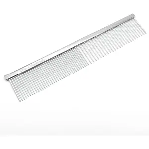 Chris Christensen 000 7.5 in.Greyhound Style Fine/Coarse Colored Butter Comb, Groom Like a Professional, Rounded Corners Prevent Friction and Breakage, Solid Brass with Steel Teeth, Chrome Finish
