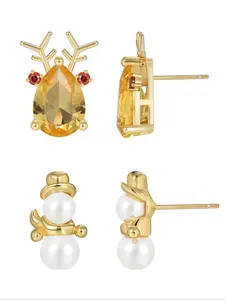Cute Reindeer Snowman Design Stud Earrings, Fashionable Jewelry for Women, Trendy All-match & Exquisite Jewelry for Birthday Gift
