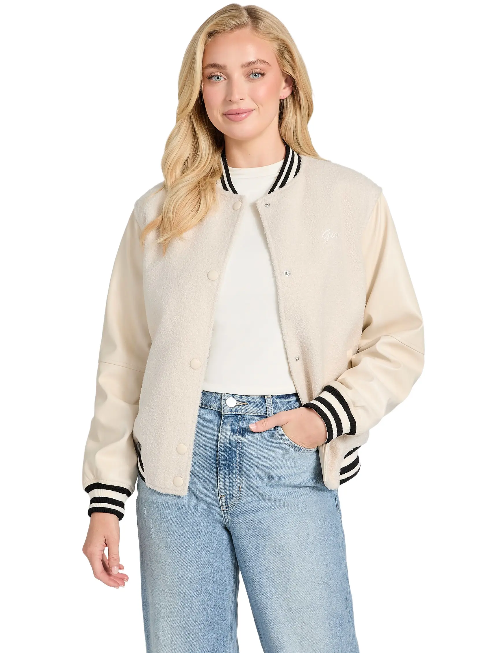 GUESS Female Eco Danielle Boucle Varsity Jacket