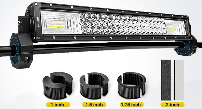 Nilight 90023D 4-Pack Standard 4PCS Mounting Bracket Kit LED Off Road Light Vertical Bar Tube Clamp Roof Roll Cage Holder,2 Years Warranty Black