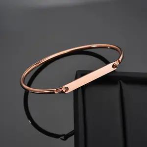 FF0044 New Store Opening||Custom Engraved Bar Bangle| Minimalist Stainless Steel Cuff Bracelet|Perfect for birthdays, anniversaries, Mother’s Day, or graduation-engrave a special message to make it one-of-a-kind.