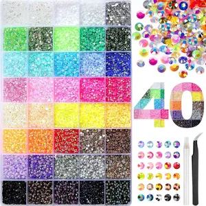 Multicolor 3mm Flatback Gems for Crafts Clothing Clothes Tumblers Shoes Nails 32000 Pcs Multicolor Rhinestones for Nail Art -Jelly Flatback Gems with Accessories,Professional DIY Nail Decor Supplies,bedazzled kit with tools wax pencil bedazzle crystal