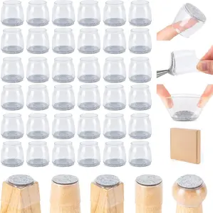 36Pcs Chair Leg Floor Protectors for Hardwood Floors, Silicone Chair Feet Caps to Protect Tile Floors, Felt Pads Furniture Leg Covers from Scratches and Noise (Clear, Large Fit: 1.3''–2'') Amrules