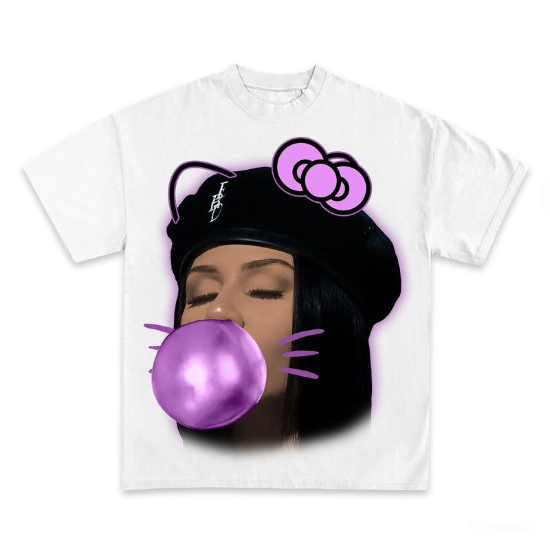 MARIAH THE SCIENTIST Purple Kitty BUBBLE GUM GRAPHIC T-SHIRT, Free Thug Mariah The Scientist Inspired Vintage Graphic T-shirt Heavy Cotton Tee Basketball 90s Styled Shirt Hiphop Vibes Y2K SSW