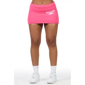 Kimani Hot Pink Sherpa Mini Skirt