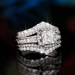 Princess Full  Synthetic 2 Colors Elegant & Luxurious Ring Plated SIZE 5-12 D Color VVS1 Clarity Band Black Friday 2024 Deals for Christmas Women Birthday Gift Engagement  Wedding Anniversary Elegant Environmental