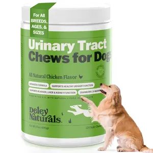 Deley Naturals Urinary Tract Chews for Dogs - 120 Soft Chews, All Natural Chicken Flavor, Supports Healthy Urinary Function