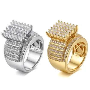 European and American Cross-Border 18K Real Gold Plated Micro-Paved Zircon Hip-Hop Ring Trendy Gold Ring