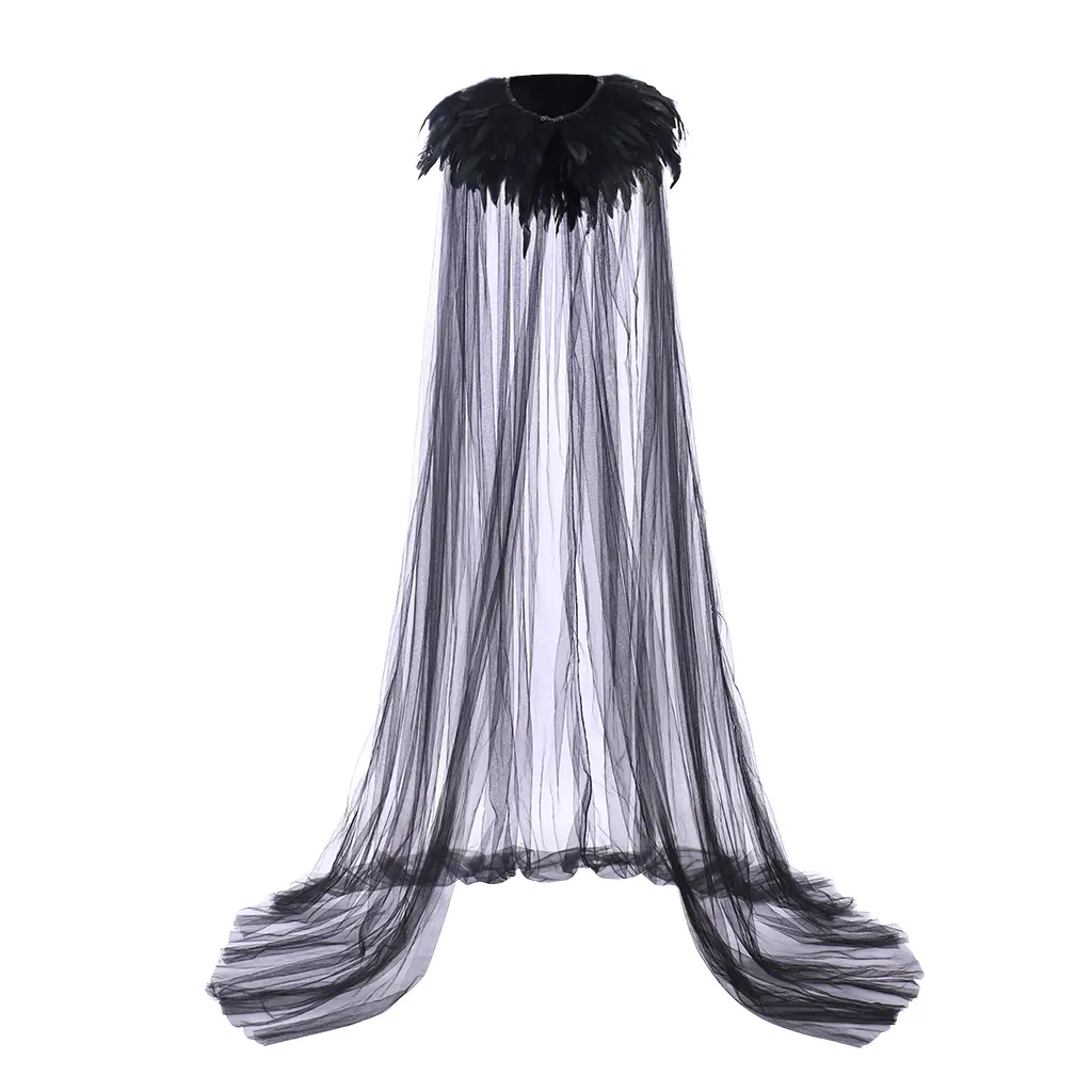 Evil Queen Cosplay Super Villain Cloak Cape Steampunk Feather Collar Witch Cape
