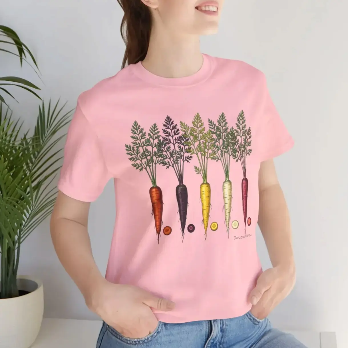 Men's Casual Short-Sleeve Basic Rainbow Carrot Round Neck T-Shirt - Breathable Minimalist Everyday Tops for Farmer Market Enthusiasts