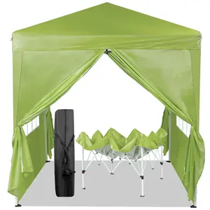 6.5X6.5FT Two Doors & Two Windows Practical Waterproof Right-Angle Folding Tent Greenish-Gray