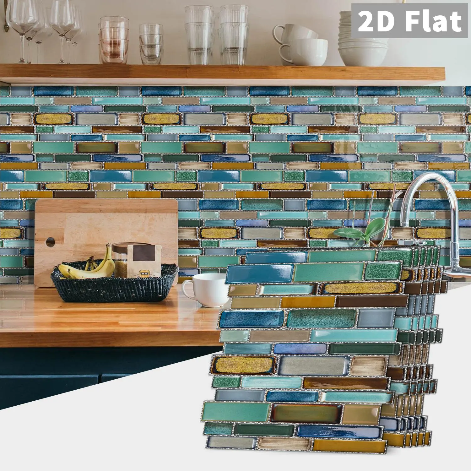 8/16pcs Colorful Marble Backsplash Peel & Stick Wallpaper -Removable Stickers,Waterproof, Oil-Resistant,Suitable For Cabinets, Bathrooms, Bedrooms, Decorative Wallpaper