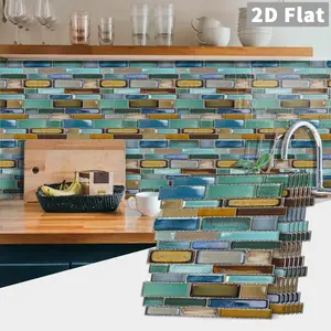 1/12 Sheets Colorful Marble Backsplash Peel & Stick Wallpaper, Decorative Wallpaper -Removable Stickers,Waterproof, Oil-Resistant,Suitable For Cabinets, Bathrooms, Bedrooms