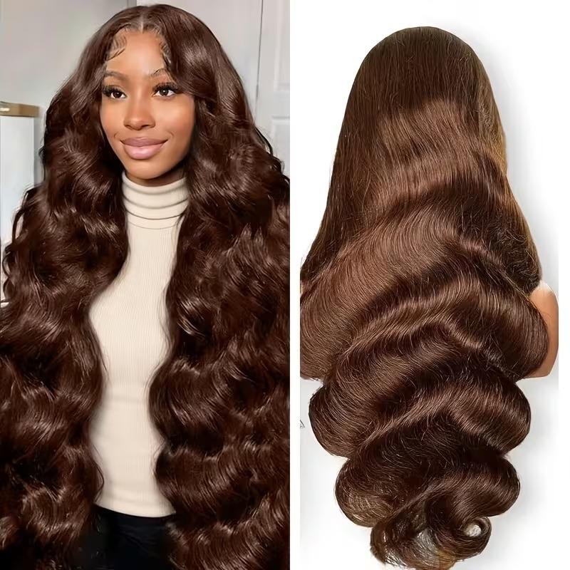 Ginger Brown Straight Human Hair Wig Pre Plucked 13x6 Hd Lace Frontal Wigs For Women 180% Colored Chocolate Brown Body Wave Wig