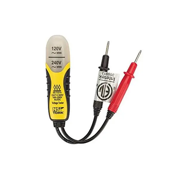 212 MAIN TES-2 Voltage Tester, 120-240V Range, Double-Insulated Twin-Probe Electrical Measuring Tool with Pocket Clip
