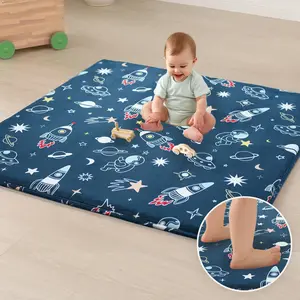 PaPaMat Baby Play Mat - 1.5" Thick Theme Padded Memory Foam Baby Mat, Crystal Minky for Baby Tummy Time and Playtime