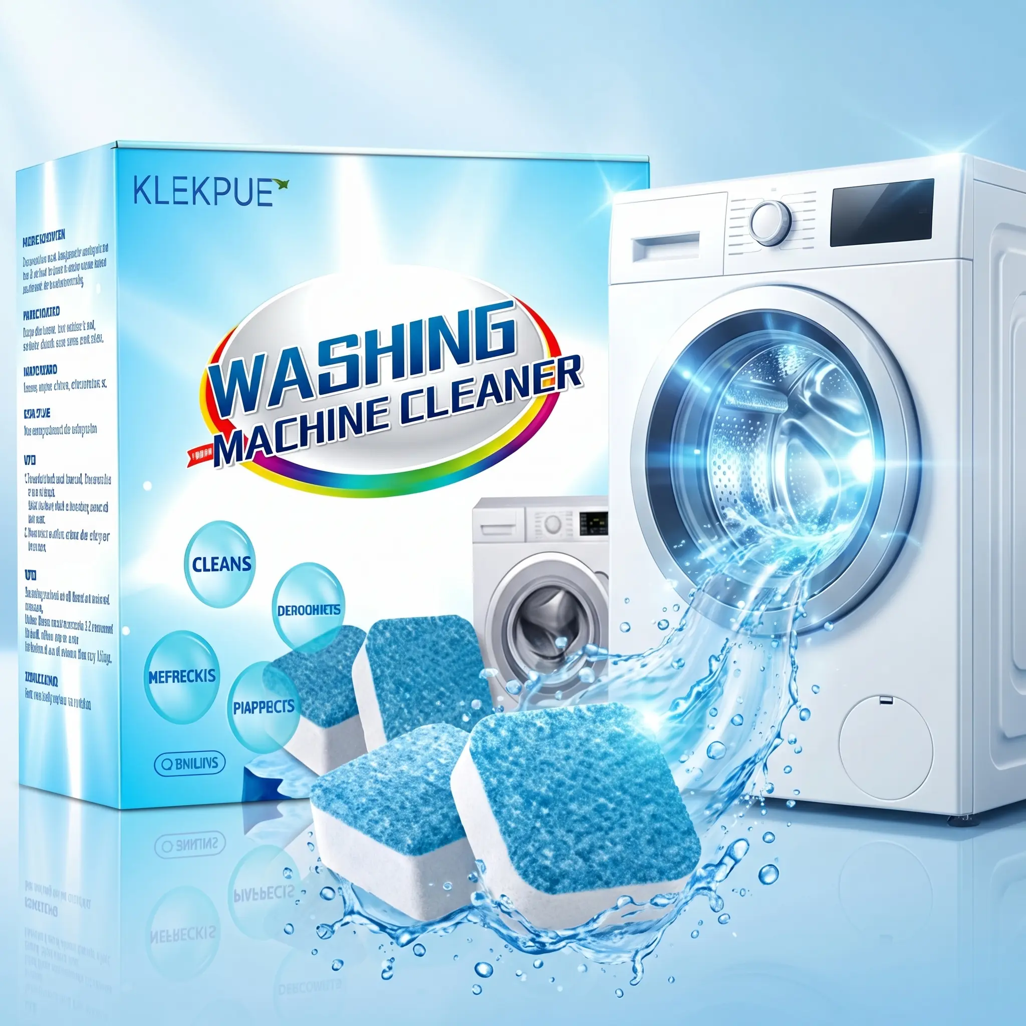 KLEKPUE Buy 1 Get 1 FreeWashing Machine Cleaner , Washer Machine Cleaner with Oxi for Front and Top Loader Washer Machines, Deep Cleaning Residue & Odor Eliminator,  12 Tablets
