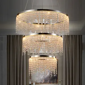 3-Tier Luxury K9 Crystal Chandelier Modern LED Pendant Light for High Ceilings, Entryway, and Living Room