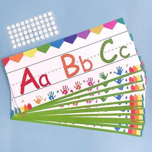 Letter & Number Education Poster, 6 Counts/set Wall Strip Border for Preschool Kindergarten Classroom Decoration, School Supplies