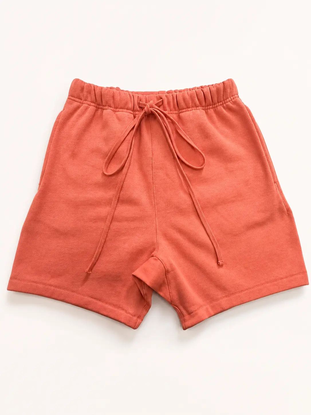 Oversized Coral Pink Cotton Shorts, Elastic Waist Drawstring with Side Pockets Casual Sweatshort for Casual Daily Wear Fit Summer