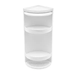3-Tier 360° Rotating Polypropylene Door Corner Shelf, Space-Saving PP Bathroom Storage Rack with Waterproof, Dustproof Design, No-Drill Wall-Mount or Tabletop Organizer for Shower Cosmetics, Skincare (Bathroom, Bedroom Use)
