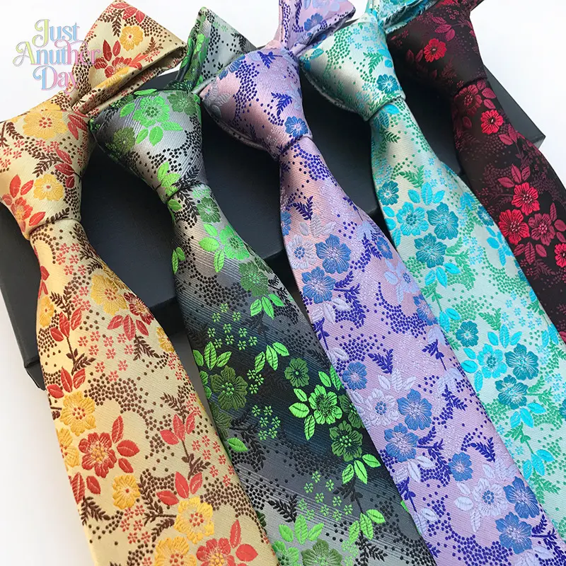Men's Classic Floral Jacquard Neckties, Premium Polyester Woven Ties, Elegant Floral Pattern Neckwear for Formal & Business Occasions