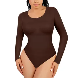 FeelinGirl Women's Sleeveless Long Sleeve Tights Round Neck Fit Modified Body Temperament