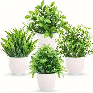 Artificial Potted Plant, 4 Counts Mini Faux Potted Plant, Decorative Plants for Home Living Room Bedroom Dining Room Study Room, Fruit, Fake Plant, Artificial Plant Set