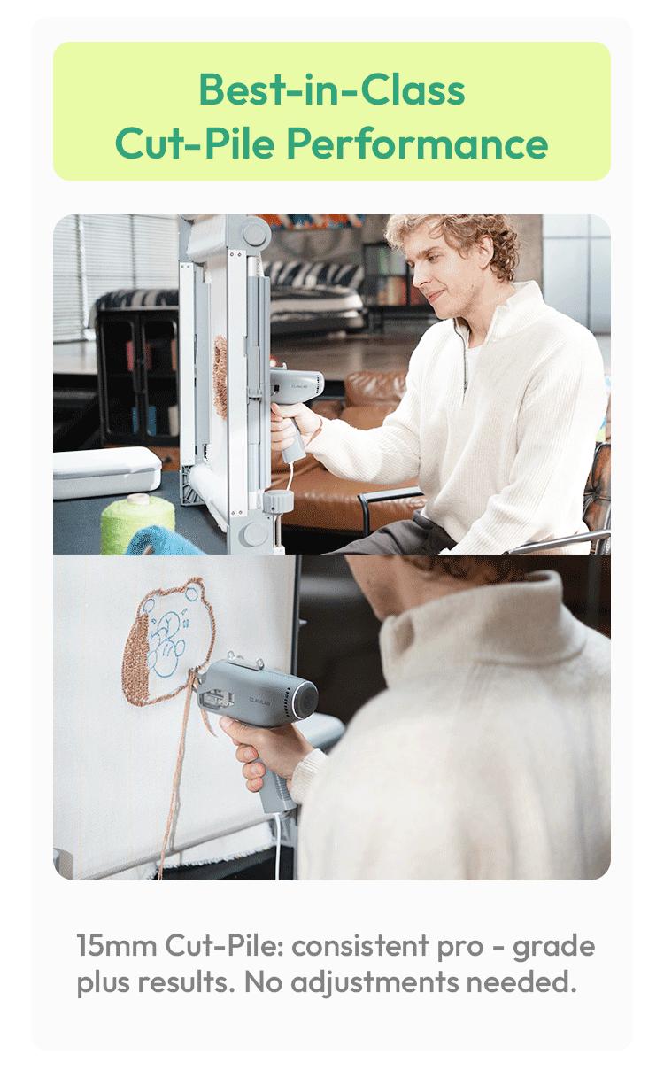 Clawlab H1 Tufting Kit — All in One Rug Tufting Machine, Beginner Kit, Starter Kit with 550g Ultra-Light Machine, Quiet Motor DIY Rug Tufting for Home Lightweight Electric Rug Beginner Machine for Starter, No-Nail Frame, Yarn & Cloth | DIY Home Decor