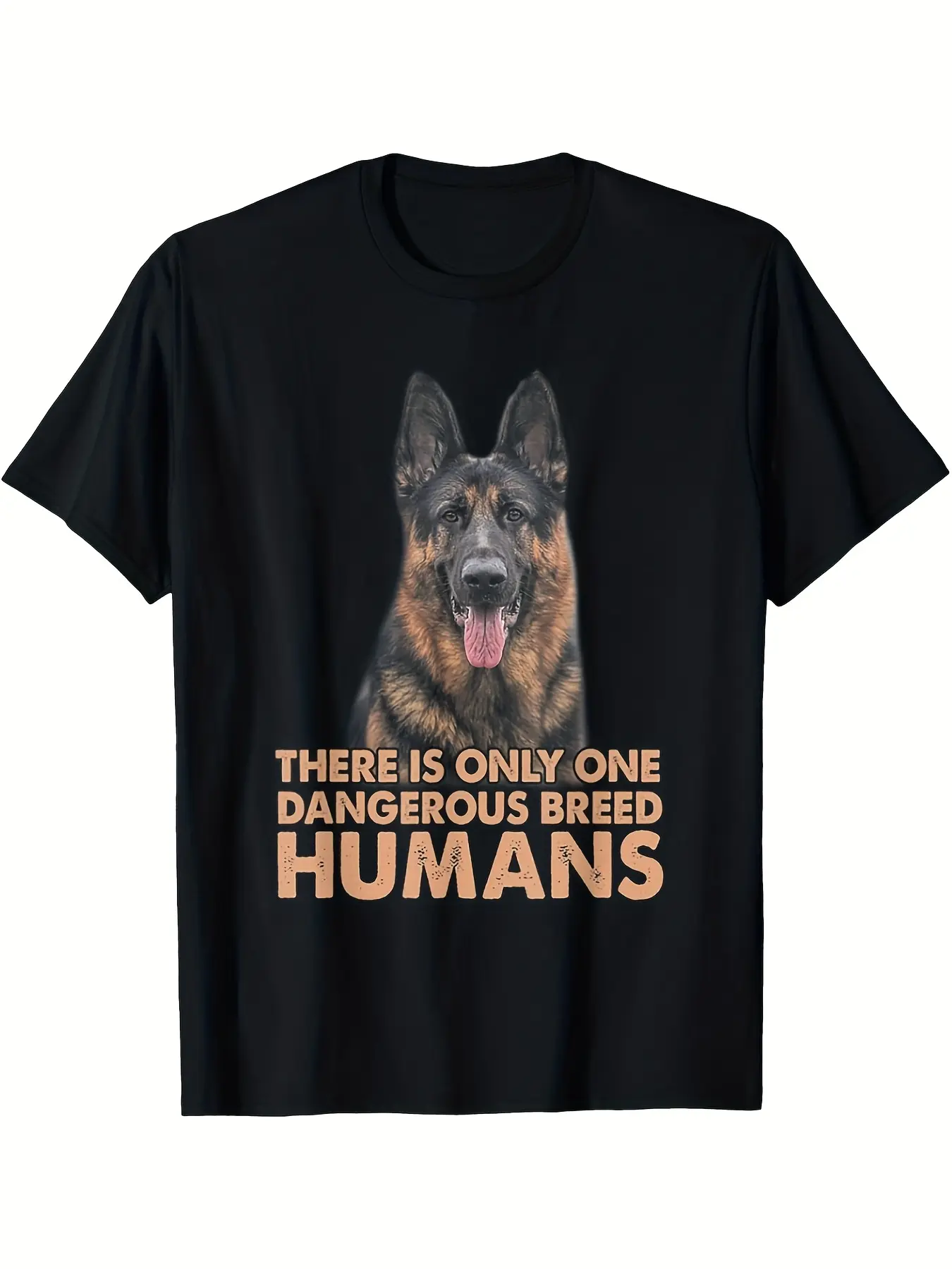 180G Exclusive Dangerous Human Breed German Shephe unisex soft cotton short sleeve t shirt, vintage graphic casual tee for men women teens, perfect birthday holiday gift for camping travel gym daily street casual wear