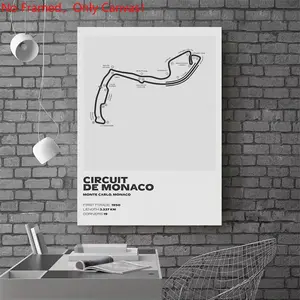 1 piece/set frameless canvas painting print poster, Formula 1 art，Circuit de MonacoV，a perfect gift for racing car loves, ideal gift for bedroom, living room, dorm hallway, kitchen, mural, wall decoration, room decor