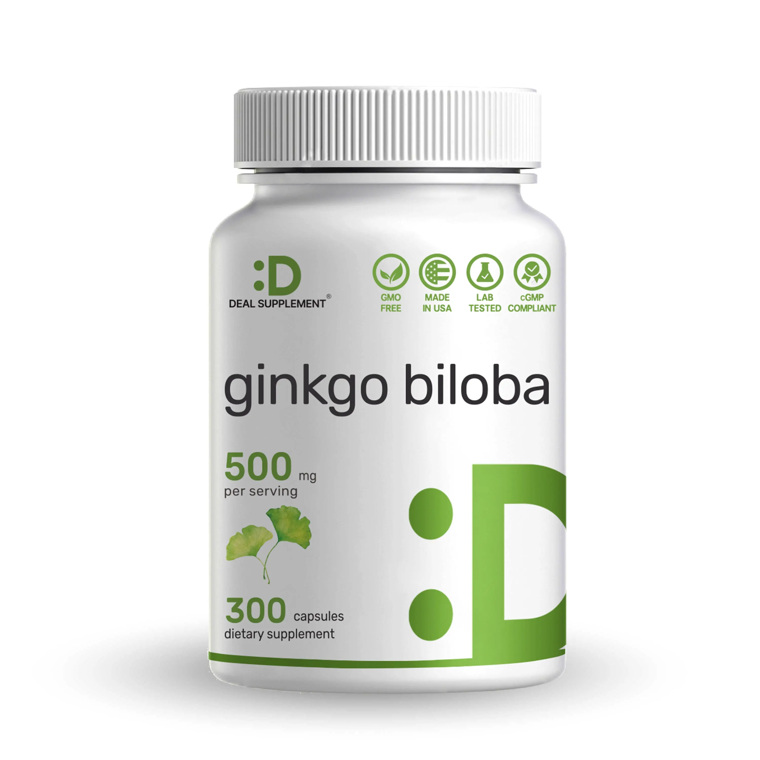 Ginkgo Biloba 500mg Per Serving, 300 Capsules