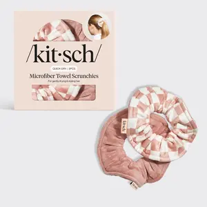 Microfiber Quick-Dry Towel Scrunchies 2pc - Terracotta Checker Microfiber Quick-Dry Towel Scrunchies 2pc - Terracotta Checker