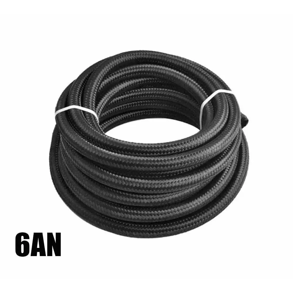 20 Feet 6AN Braided Fuel Line, Nylon Stainless Steel Double Braided Design, CPE Synthetic Inner Hose, Universal for Oil Gas Air Diesel Turbo & Cooling System Use