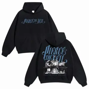 Pierce The Veil Unisex Cotton Hoodie for Autumn Winter Thick Warm Band Symbol Fan Style Retro Print Versatile Ins Street Style Couples Outfits Top Choice for Boyfriend Gift Fabric Menswear Casual Fit ETEW