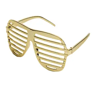 1980's Shutter Slot Glasses - Gold | White | Pink - Costume Accessory - One Size