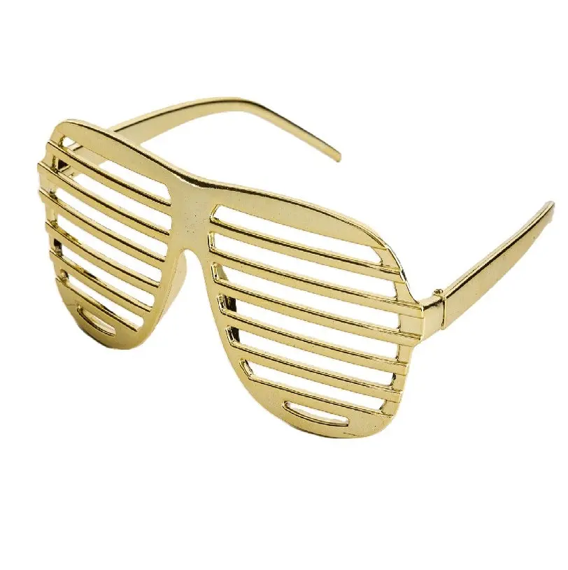 1980's Shutter Slot Glasses - Gold | White | Pink - Costume Accessory - One Size