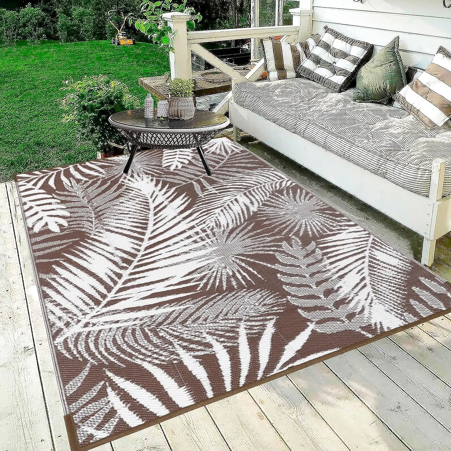 Outdoor Rug 5x7Ft Outdoor Plastic Straw Rug  Outdoor Rugs for Patios Clearance Reversible Patio Mat Outdoor Carpet for Patio Camping Porch Deck RV Camper Backyard