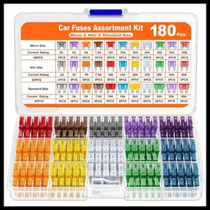 Upgraded 180Pcs Automotive Fuses, Including 60 Automotive Fuses, 60 Standard Blade Fuses, 60 Fuses, And 1 Puller, Car Fuse Kit - with 11 Specifications: 2A, 3A, 5A, 7.5A, 10A, 15A, 20A, 25A, 30A, 35A, 40A