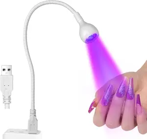 3W USB Plug UV LED Nail Lamp with Gooseneck for Gel Nails Tips Nails Salon and Home DIY professional nail Mini Rechargeable home diy Manicure Acrylic Overlays Dryer