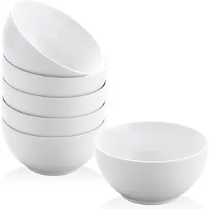 Small Bowls Set, White Ceramic Bowls of 6, 10 oz Porcelain Bowl for Kitchen Dessert Rice Side Dish Snack Soup Fruits Cereal Ice Cream, Microwave Dishwasher Freezer Oven Safe Easy Clean Stackable