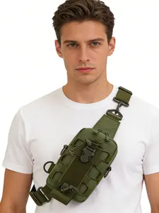 Multifunctional Tactical Chest Bag, Nylon Oxford Outdoor Sling Bag for Sports & Travel Camouflage Tactical Waist Bag, Large Capacity Cycling Chest Bag with Water Bottle Holder