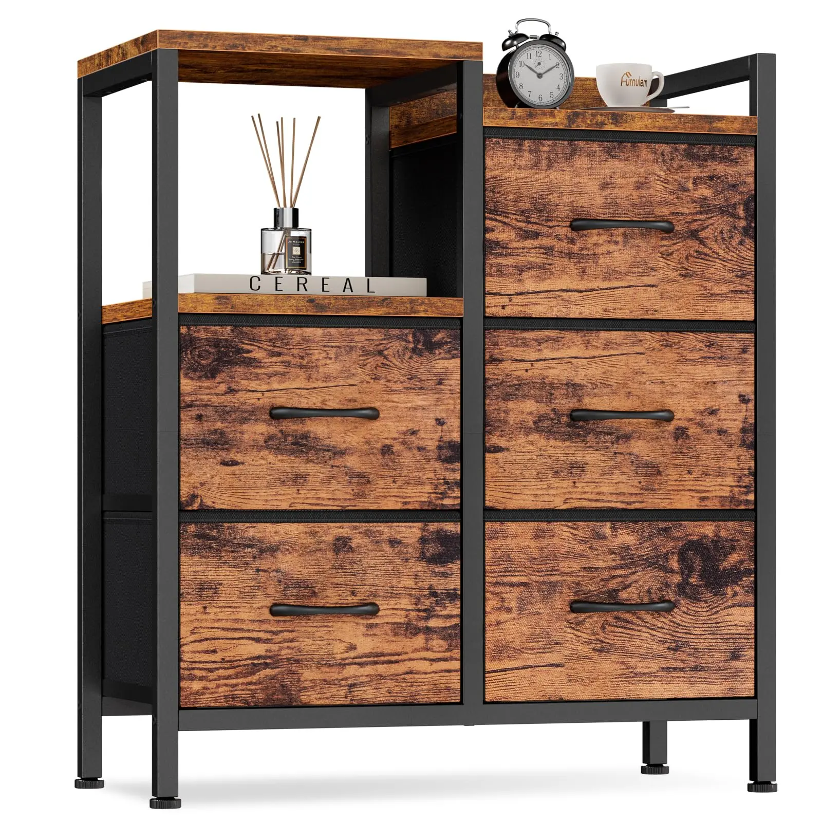 knee length dresses for ladies HOMCOM 5-Drawer Dresser, 2-Tier Storage Tower with Steel Frame for Bedroom, Nursery Room, Multicolored main image 0