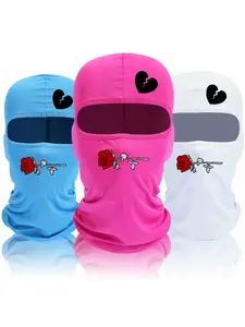Letter & Flower Print Ski Mask, Unisex Woven Fabric Balaclava for All Seasons, Sporty Style Face Cover for Outdoor Activities, Windproof Face Mask