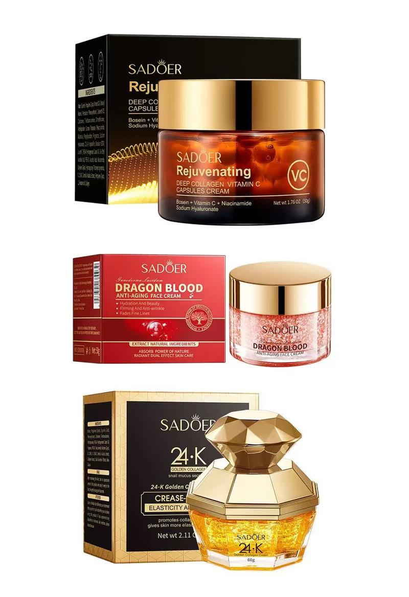 The Ultimate Age-Defying TRIO!  1. Repair (Reishi+Dragon‘s Blood) 2. Lift (24K Gold) 3. Brighten (Vitamin C). Your Complete Potent Ritual for Plump, Firm & Radiant Skin.