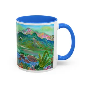 Colorful Mountain Lake landscape mug | Scenic nature coffee cup