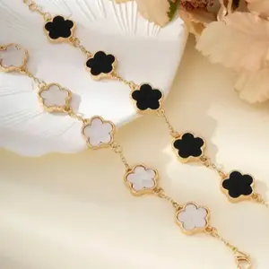 Women's Bangle Bracelet Set, 2-Piece Clovers Design, Ideal for Daily Wear & Special Occasions, Elegance for Couples & Singles, Clover Flower Bracelet